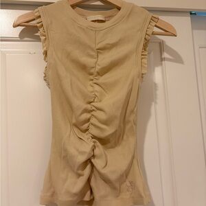 Ulla Johnson Cream Ruched Tank Top